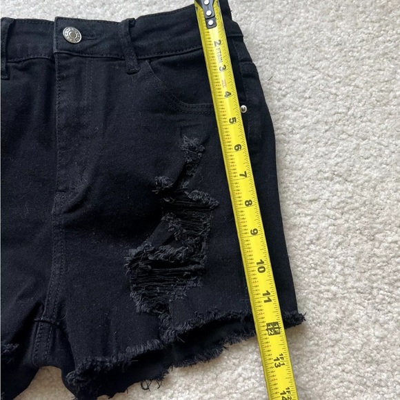 SHEIN Cut-Off Denim Shorts Women's Size Small Black High Rise Distressed Raw Hem - Picture 13 of 13